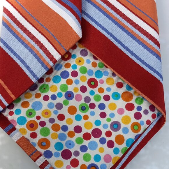 City of London Neck Tie 100% Silk Rep Stripes and Polka Dots - Picture 8 of 11